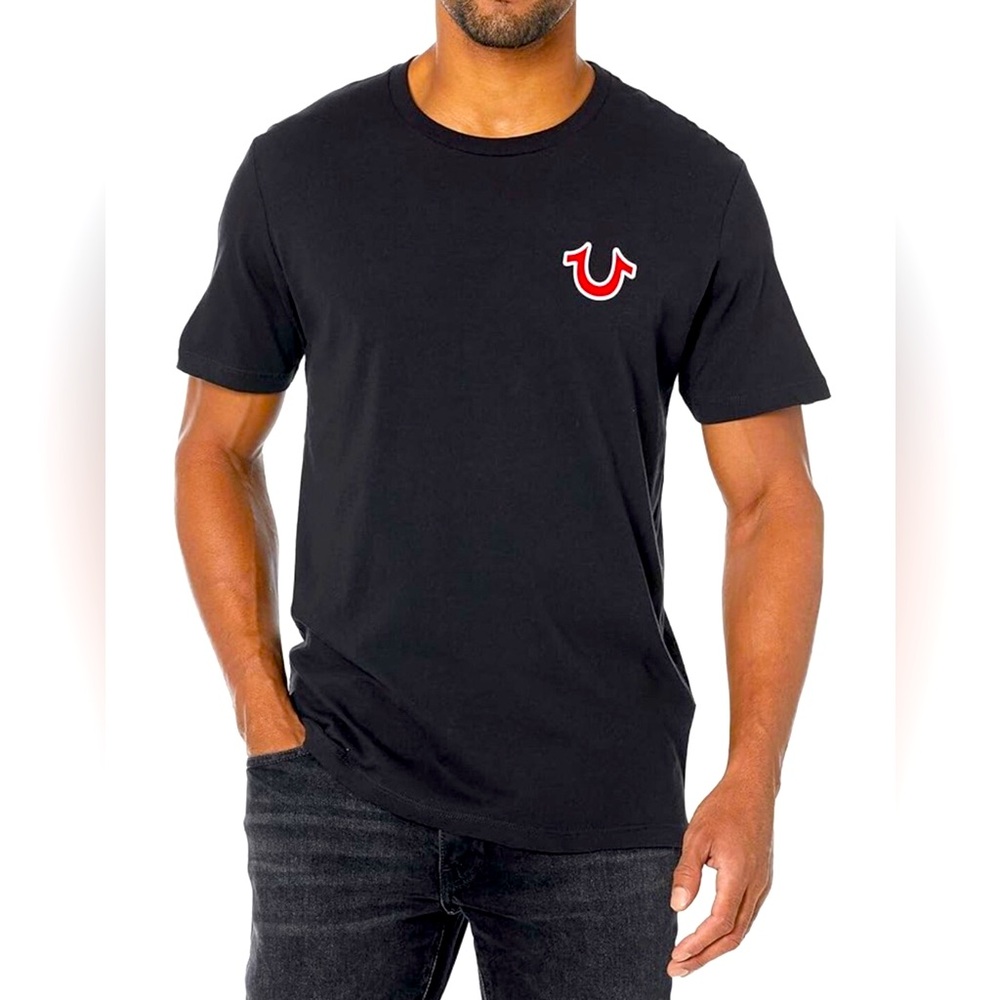 TRUE RELIGION Brand Jeans Black Double Sided T-Shirt Men’s Large Made In The USA